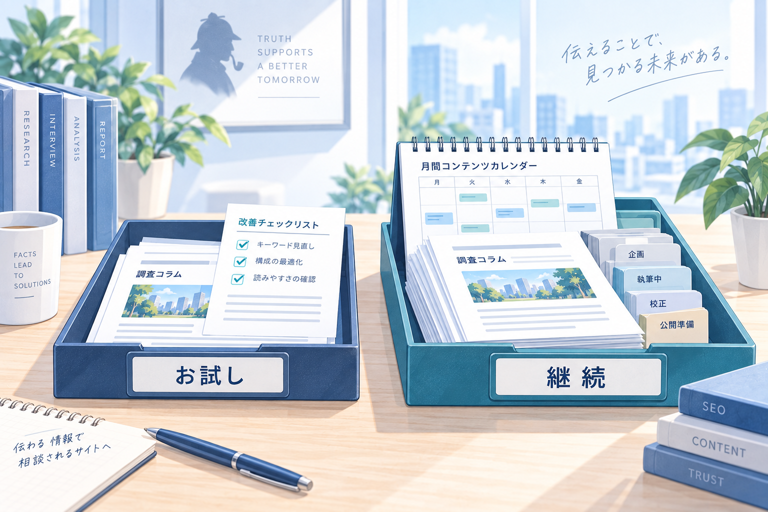 お試しと継続の二つのプランを示すイラスト